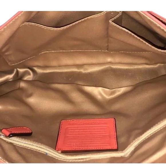 Coach Taylor Flap Shoulder Bag Coral Leather Silver Hardware K1394-F27481 EUC